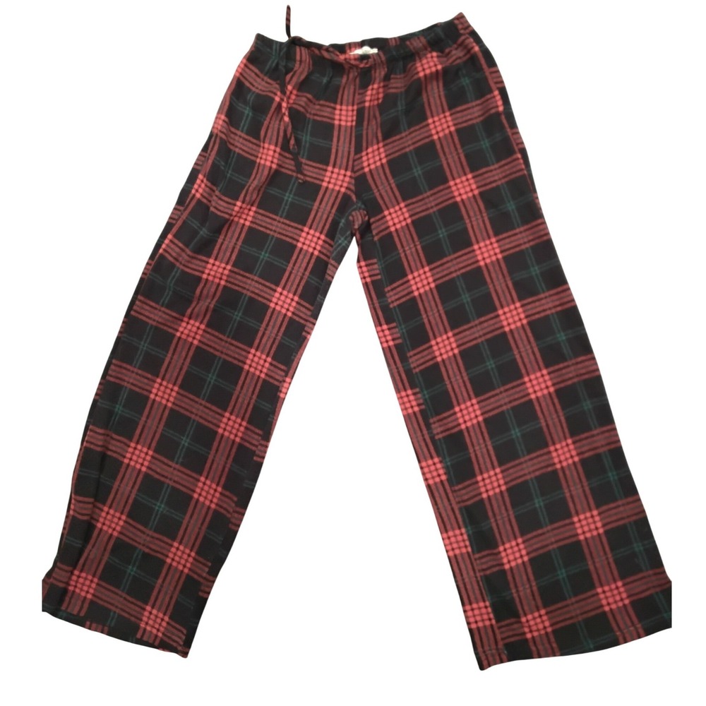 Shosho Womens‎ Plaid Lounge Pants Red Black Wide Leg Pajama Bottoms Large